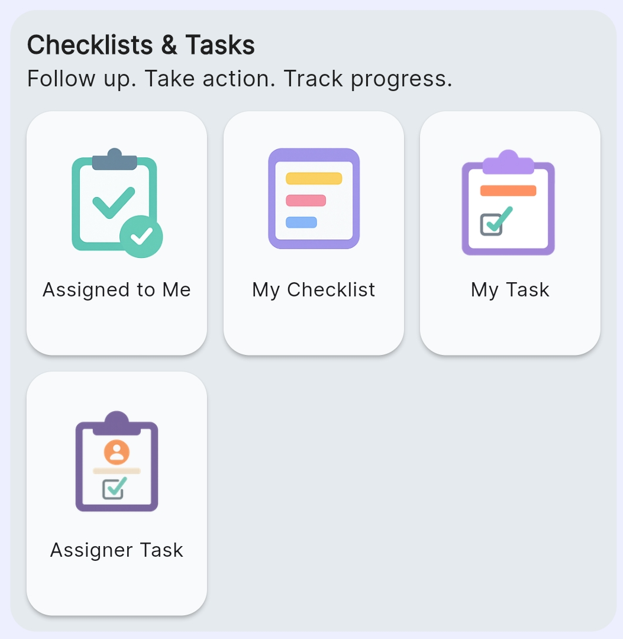 Checklists & Tasks features